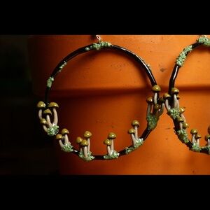 Mushroom Hoop Earrings 925 Silver